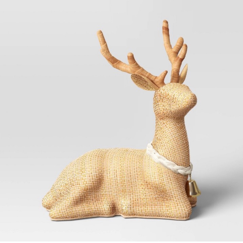 Jute Woven Sitting Deer — NWT!